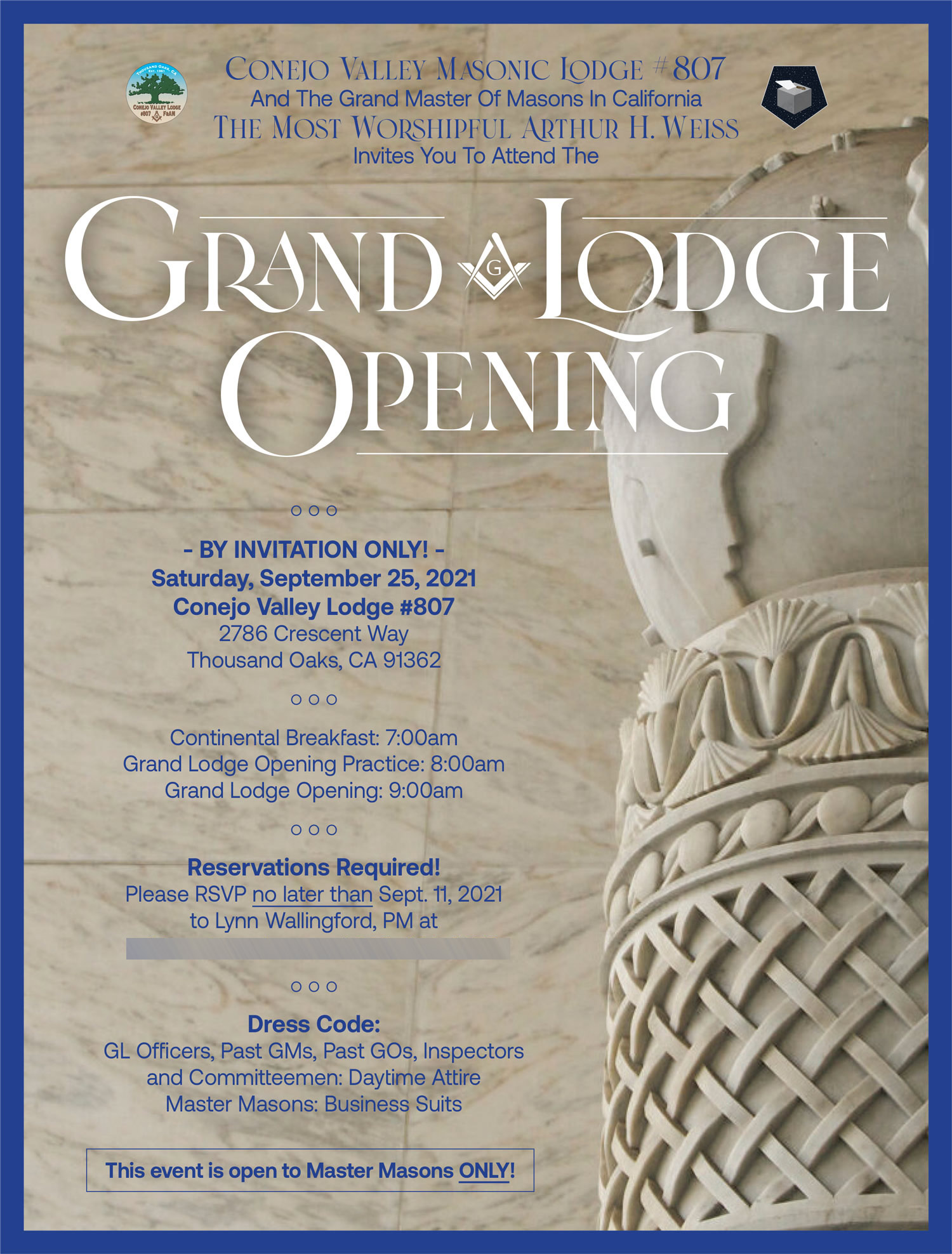 Grand Lodge Opening Flyer
