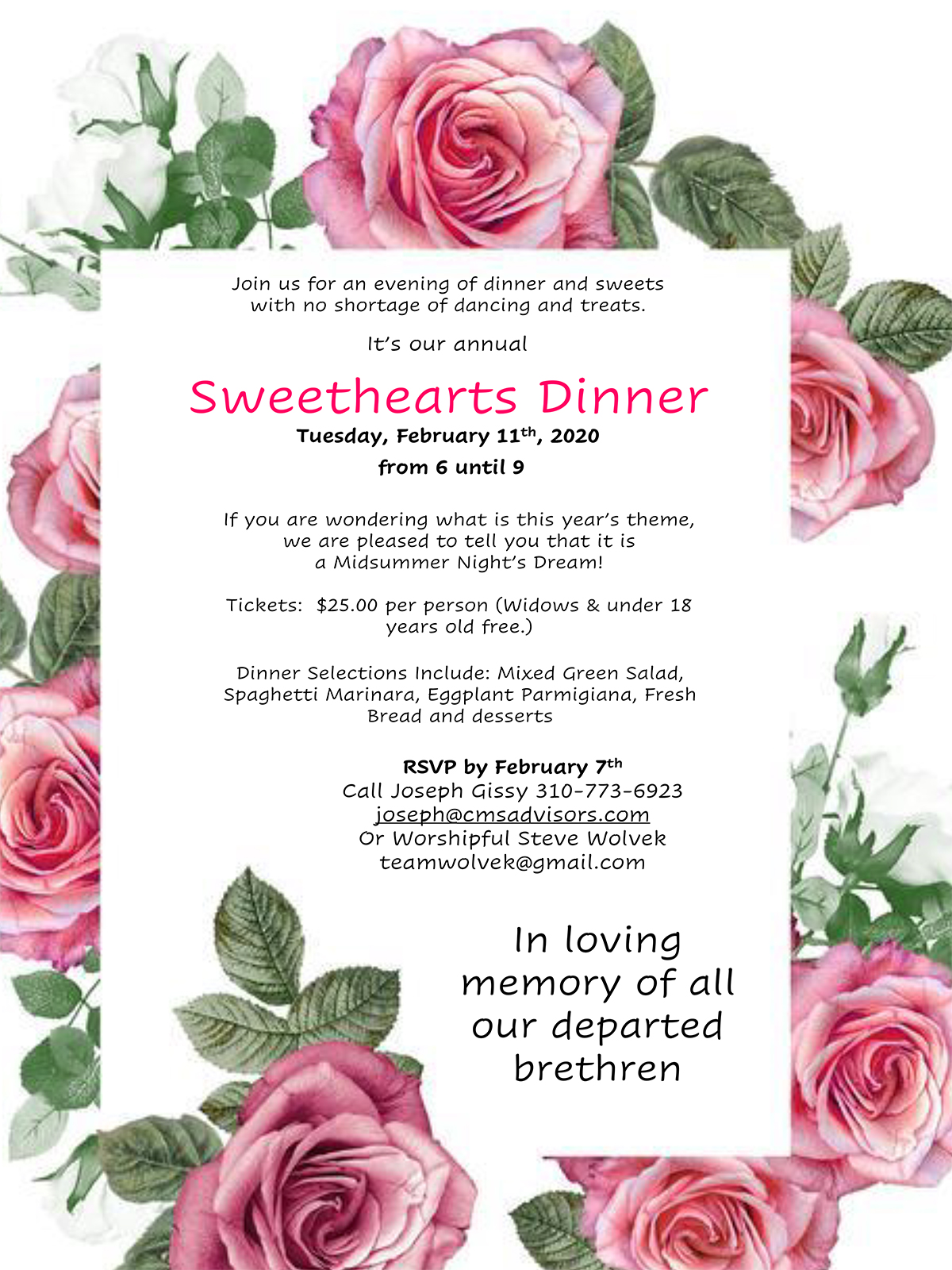 Sweethearts Dinner Flyer